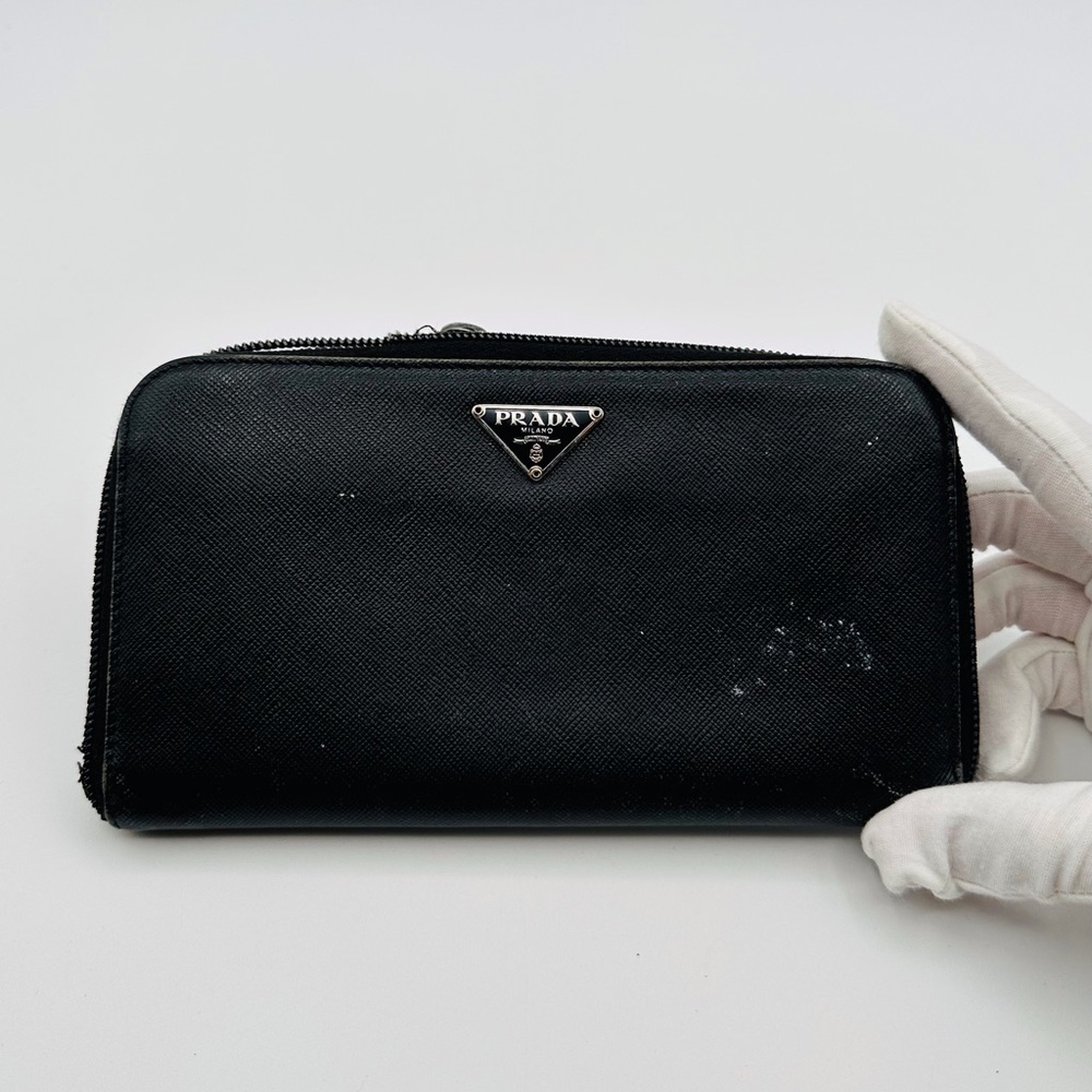 Prada Zip Saffiano Leather Wallet